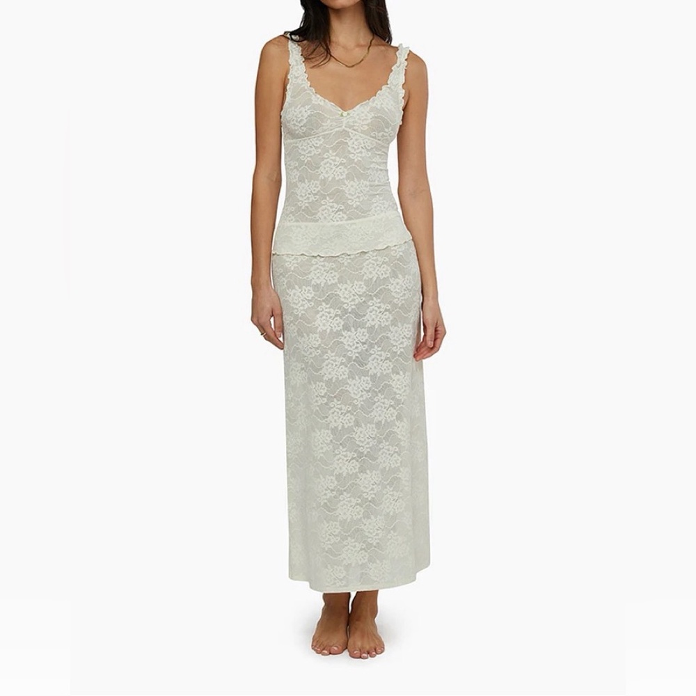 Weworewhat Lace Rosette Midi Dress